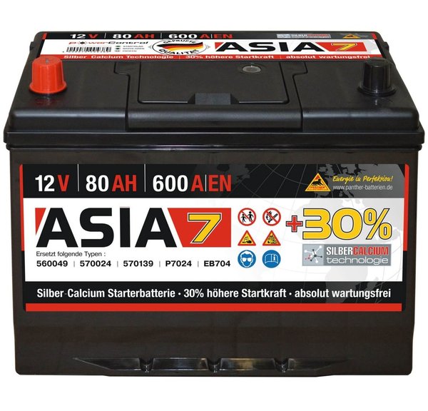 Hochleistungsbatterie ASIA7 12V 80Ah 600A | Starterbatterie | Akku
