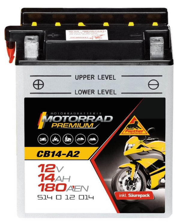 Motorradbatterie Premium 12V 14Ah 140A DIN 51412 / CB14-A2