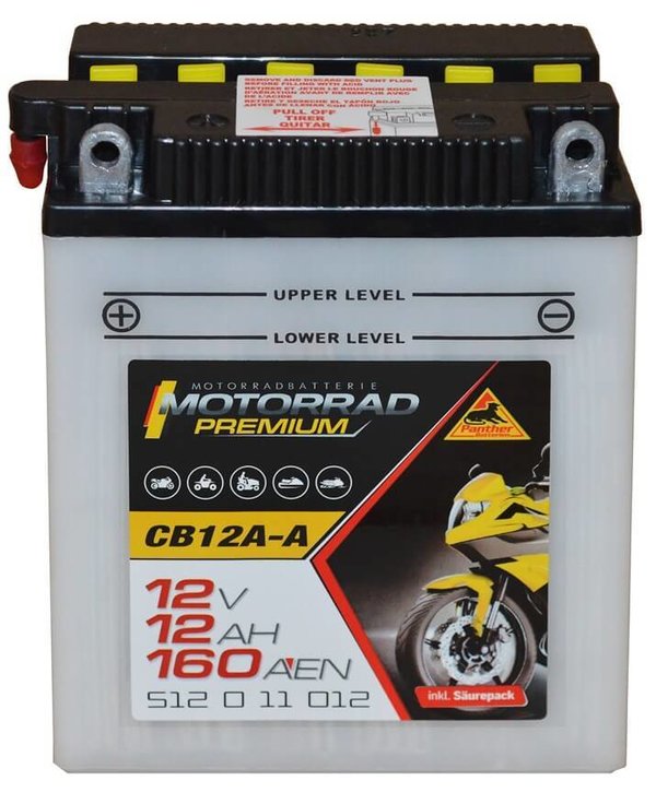 Motorradbatterie Premium 12V 12Ah 160A DIN 51211 / CB12A-A